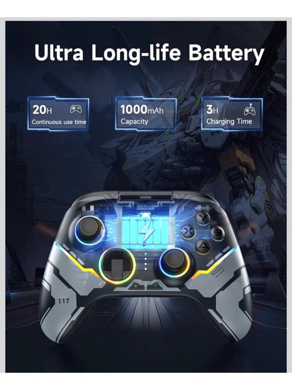 EasySMX X15 Wireless/Bluetooth Gaming Controller PC/Switch/Android/iOS/Steam RGB - Picture 9 of 11